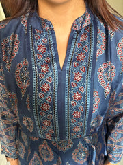 Natural dye modal silk ajrakh long dress